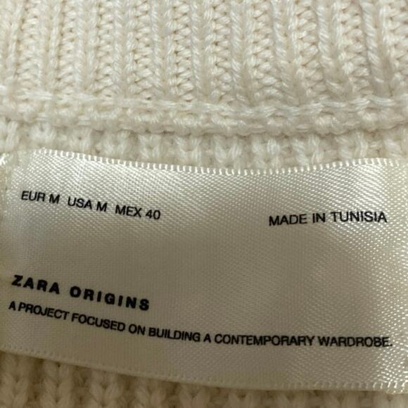 Zara Women's Cream Wool Short Drop Sleeve V Neck Knit Vest Sweater Top Size M - Picture 3 of 4